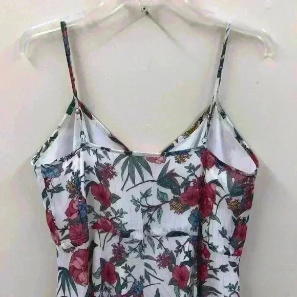 Nanette Lepore Maxi Dress 14 White Pink Green Spaghetti Strap Drawstring Hi Lo L - Picture 7 of 8